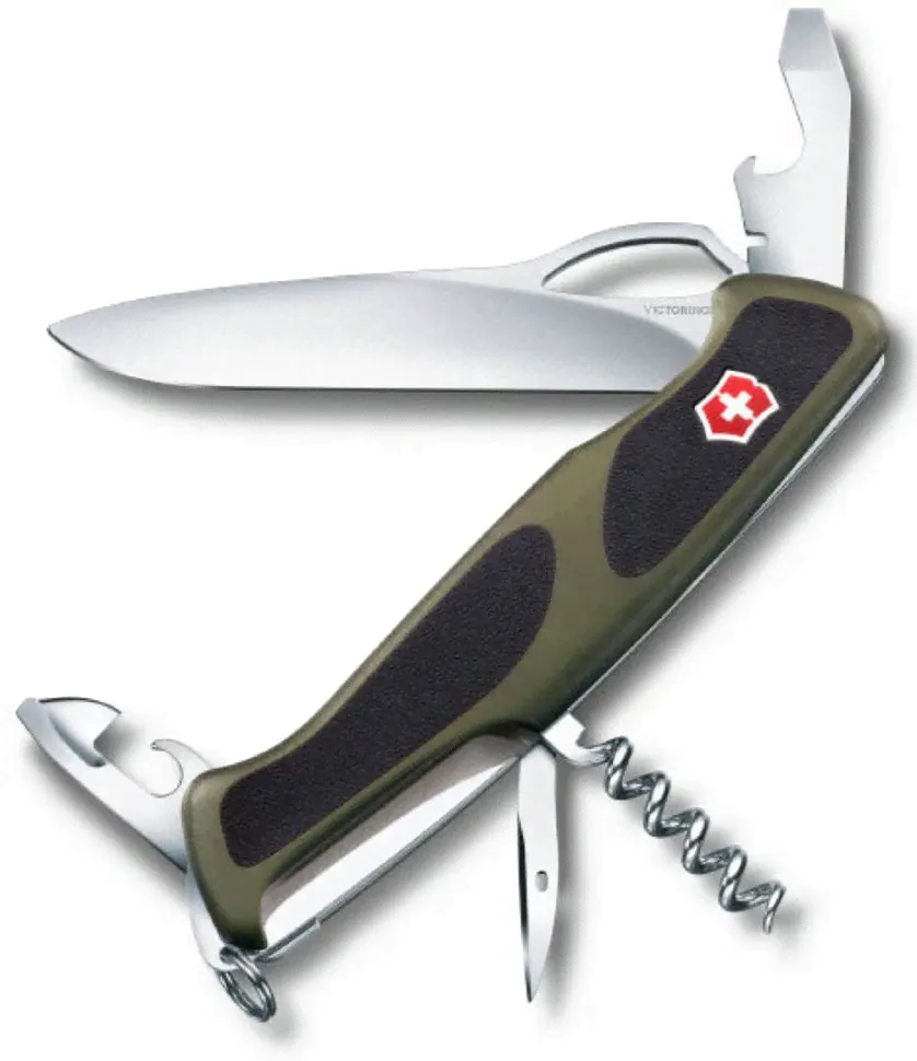 Нож перочинный Victorinox Ranger Grip (0.9553.MC4) 11 функций Черно-зеленый-0